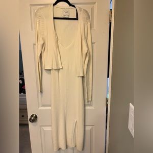 Spaghetti strap dress with matching cardigan